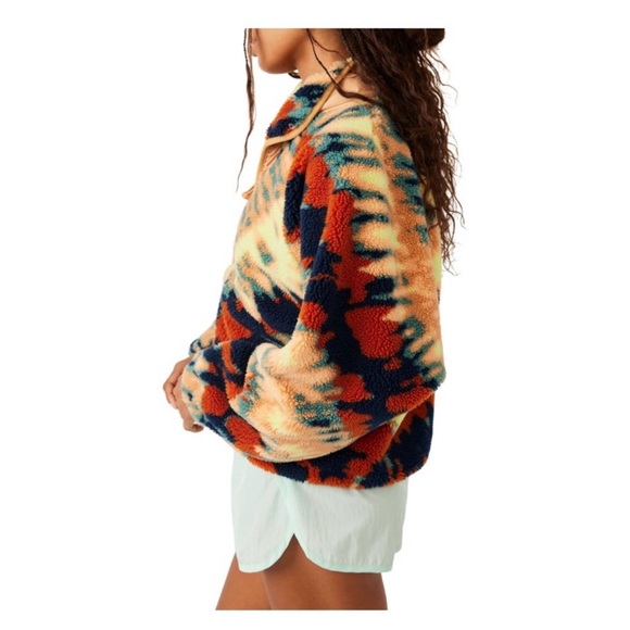 NWT Free People Sherpa Hit The Slopes Oasis Combo Aurora Tie Dye Pullover XS - Picture 5 of 12